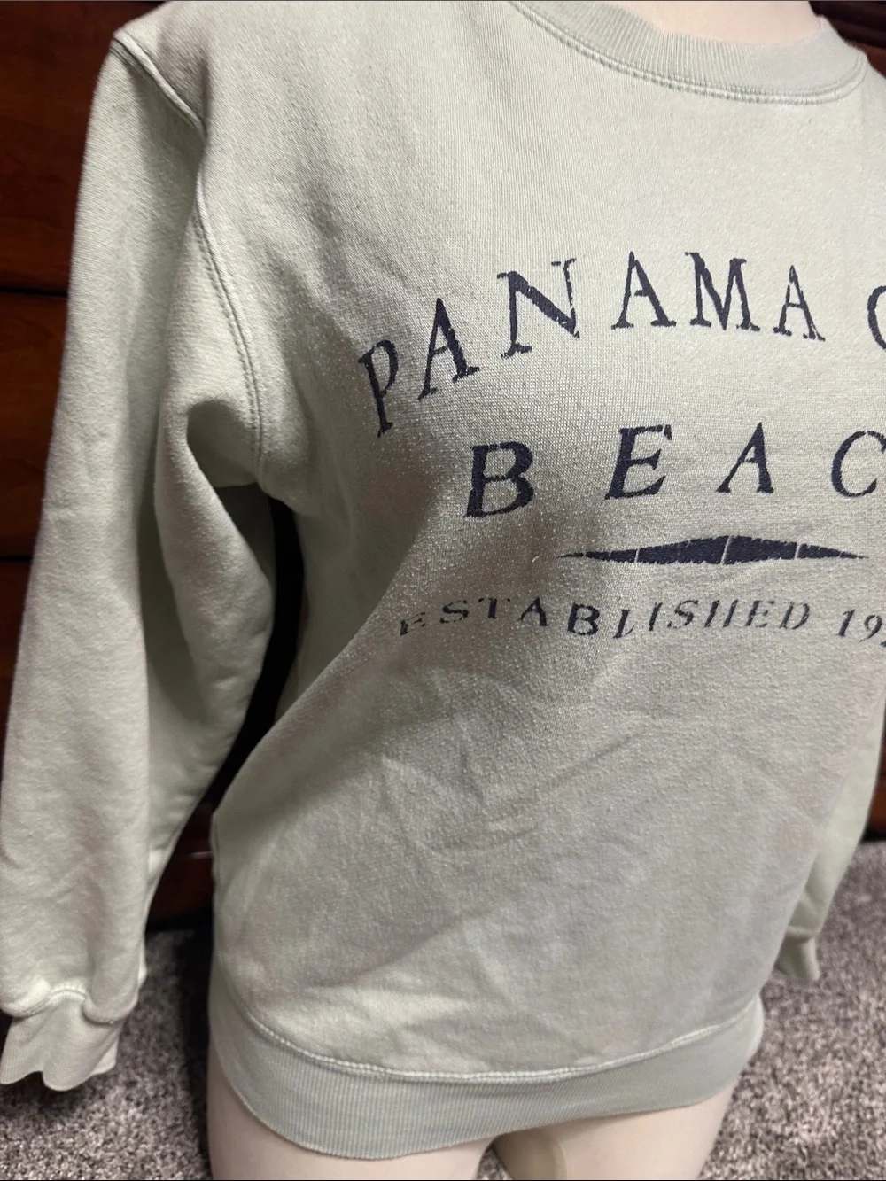 Panama City Beach Light Sage Crewneck Sweatshirt with Navy Print - Picture 2 of 6